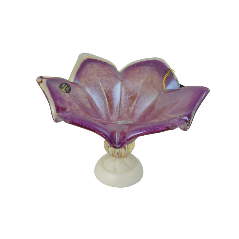 Vase de table en verre soufflé à la main 8 po de hauteur