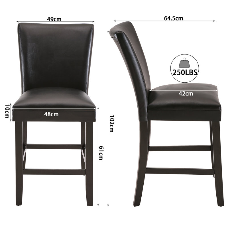 Ebian Upholstered Counter Stool with Solid Wood Frame, Black