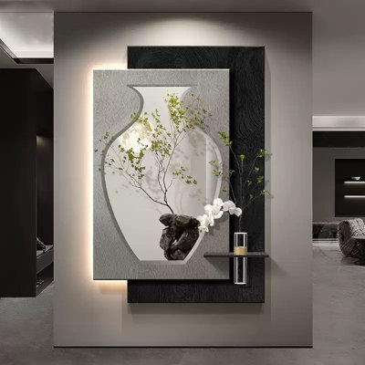Art mural luxueux avec verdure hydroponique de luxe avec lumière - décor de vestibule