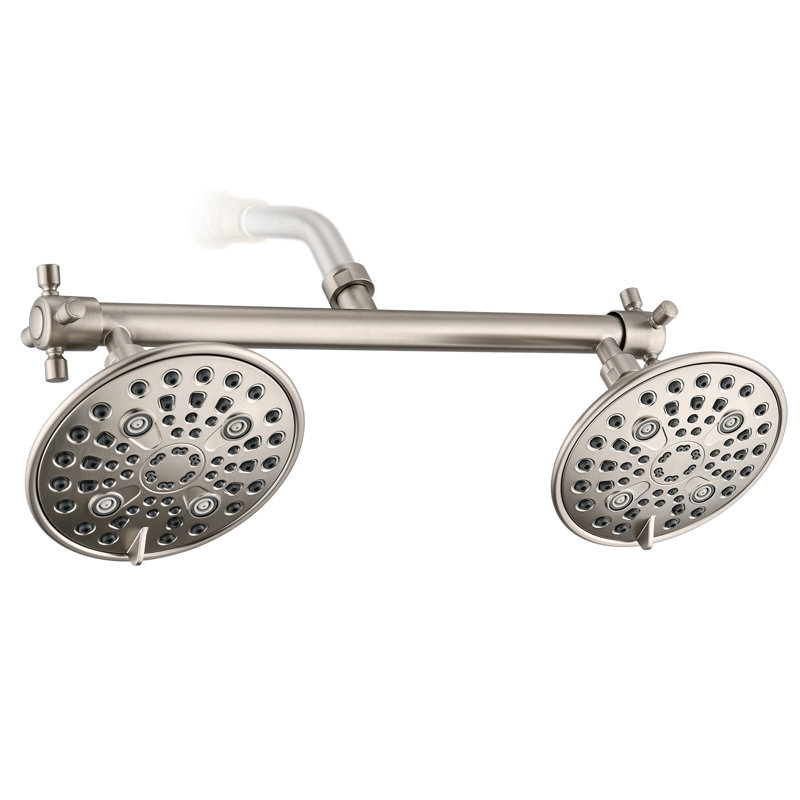 Pomme de douche double multifonction, Nickel brossé