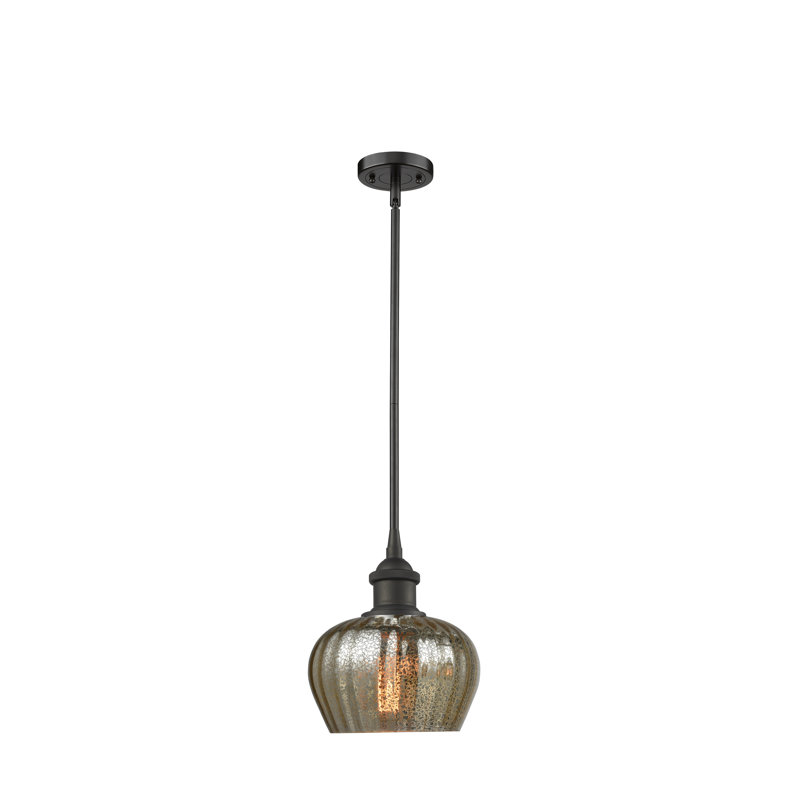 Luminaire suspendu en forme de cloche à 1 lumière Patrina, Bronze huilé, Mercurisé, Ampoule DEL 6 watts Vinage