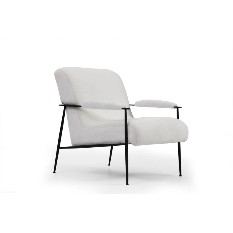 Élégant fauteuil à oreilles, tissu blanc, 29,5 po x 31,5 po x 33,5 po | Housse en bois de hêtre durable et panneau en carton, housse 100% polyester | Dossier réglable, rembourrage en mousse souple et en plumes | Design scandinave moderne pour le salo