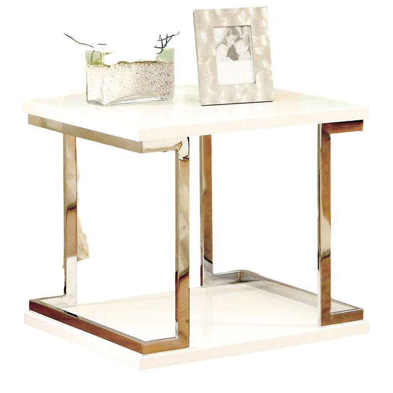 Table basse contemporaine blanche avec cadre chromé Laque haute brillance - facile à nettoyer et amp; Peu encombrant
