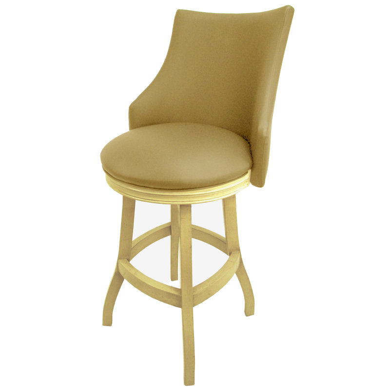 Tabouret pivotant en bois Ridfortore, Beige, Brun clair, Tabouret de bar (assise de 30 po de hauteur)