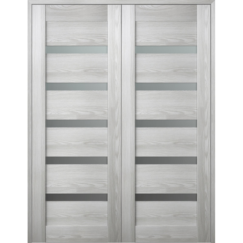 Porte française Avon 07-04 Active Vetro, Réversible, Frêne, 55,5 po x 95,24 po