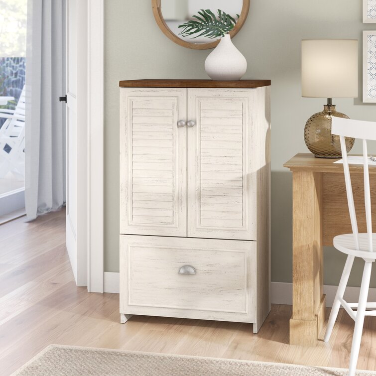 Waelder 32'' Wide 3 - Shelf Storage Cabinet Beachcrest Home Color: Antique White
