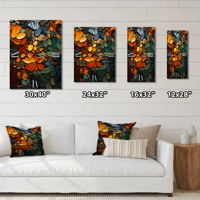 Hardedge Art Earthy Euphony III - Horloge murale abstraite surdimensionnée, H 32 po x l 16 po x P 1 po