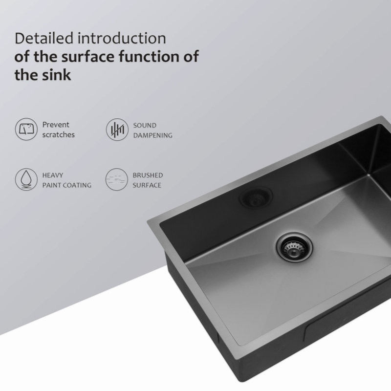 Évier de cuisine encastré simple avec ensemble de drain