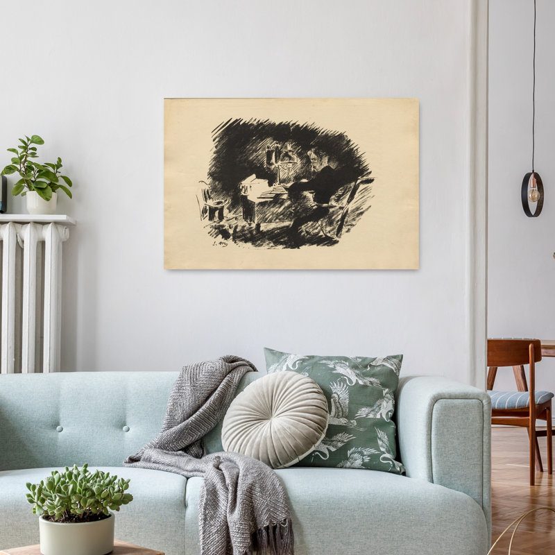 Sous la lampe, 1875, estampe d'art mural abstrait contemporain impressionniste, H 24 po x l 36 po