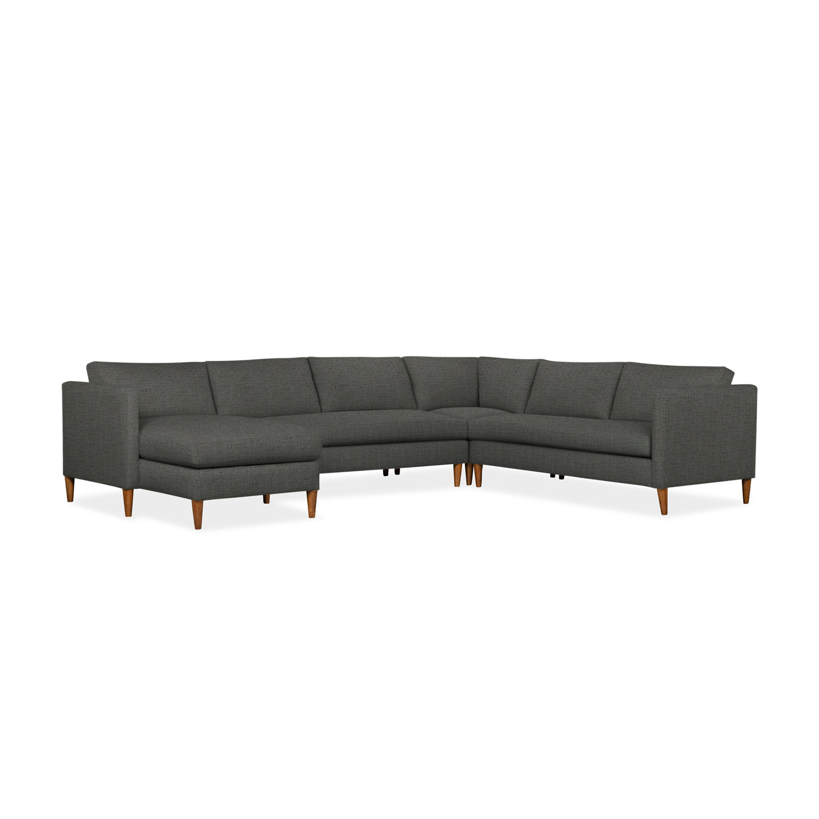 Clifford Chaise Sectional, Zuma Charcoal Textured Linen, Left Hand Facing