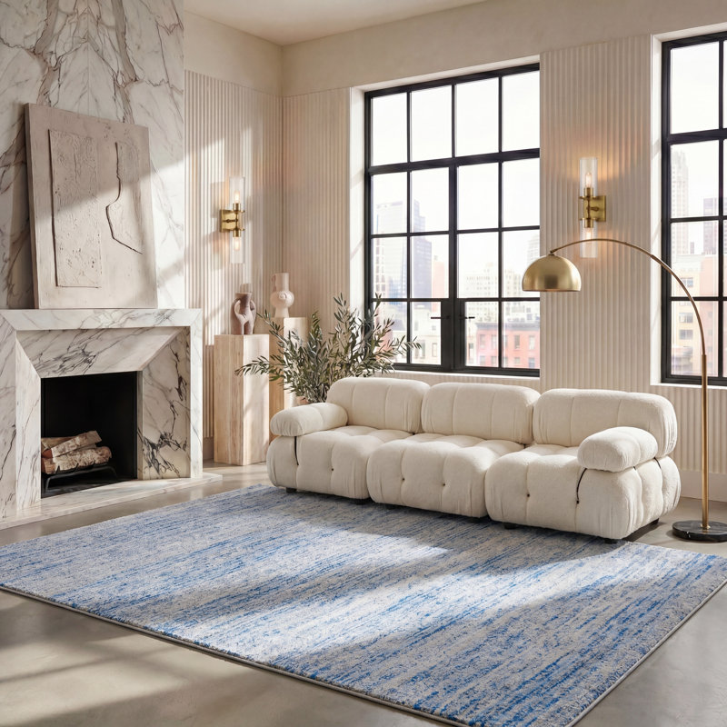 Riebe Abstract Gray Area Rug, Rectangle 8' x 10'