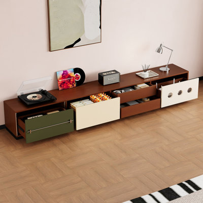 Meuble télé rétro en bois manufacturé brun noisette