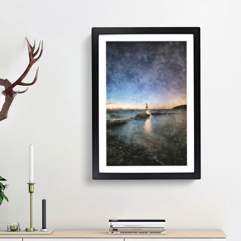 Penmon Lighthouse in Anglesey Wales - Picture Frame Graphic Art Print, Black Framed, 87cm H x 62cm W x 2cm D