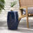 12.3" Square Lace Cut Side Table, Dark Blue Iron, 18.16" High, For Garden And Patio, No Assembly Needed Iron Table With Stunning Cut, 12.3"X12.3"X18.16", Outdoor Indoor Spaces,