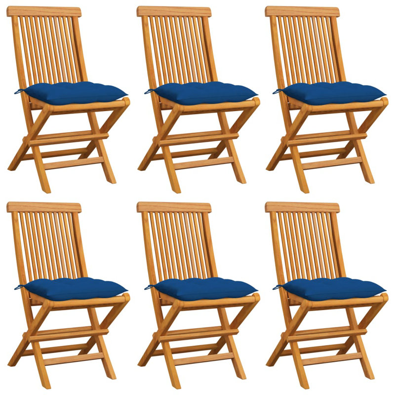 Kerish Teak Patio Chair with Cushions, Blue