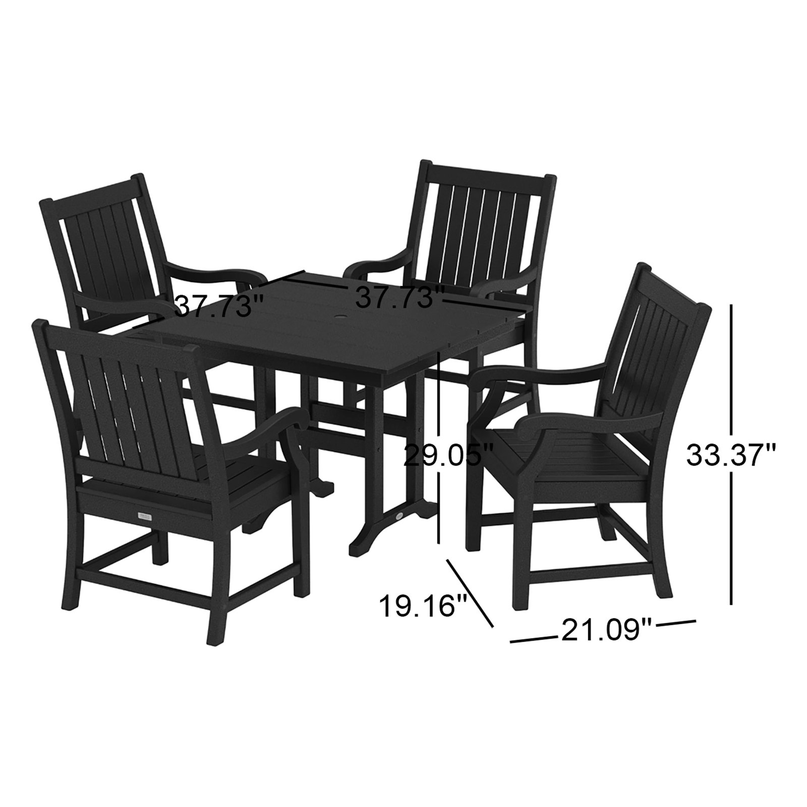 POLYWOOD® Verlyn 38" Patio Dining Set, Black