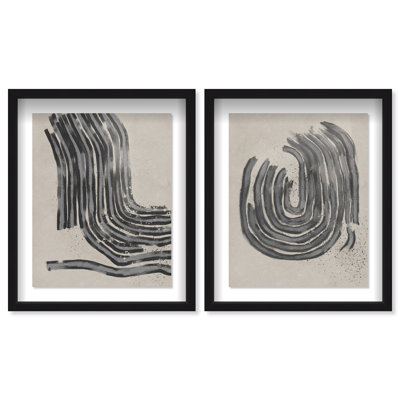 Two Spaces Set Shadowbox Abstract Print by Oliver Gal, Black Frame, 16 x 20