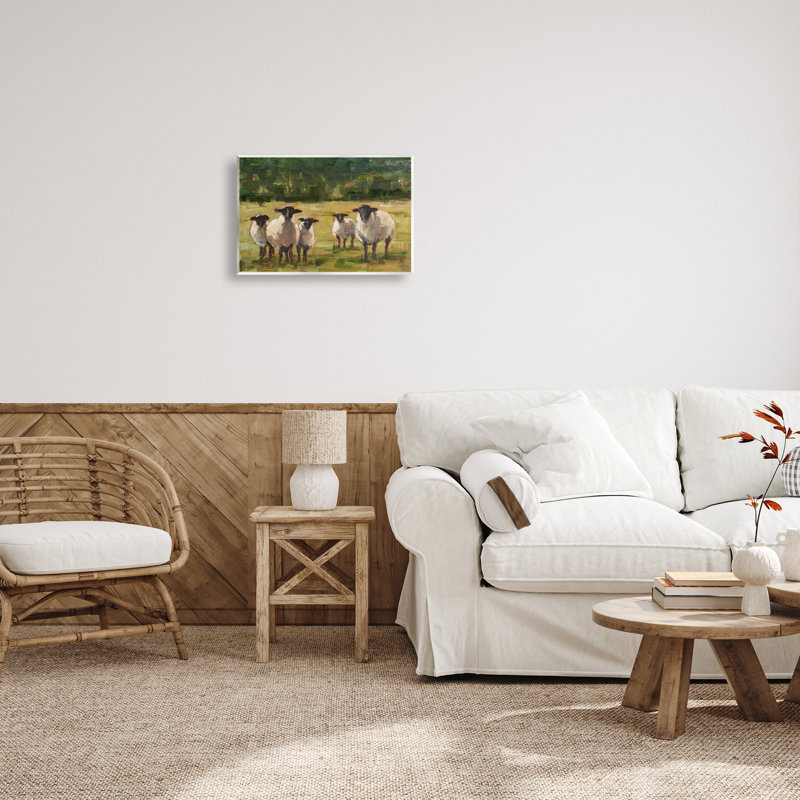 «Flock of Sheep Family Peinture», impression, H 13 po x l 19 po