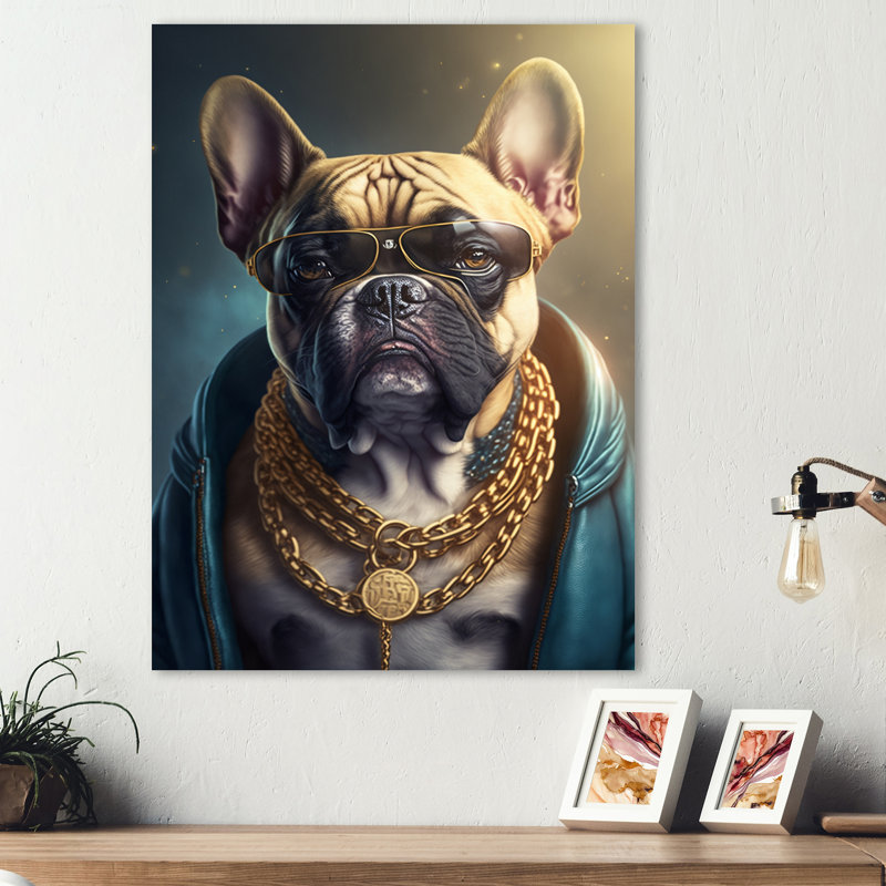 «Frenchie Gangster in NYC IV», impression sur toile, H 32 po x l 24 po x P 1 po, Toile tendue