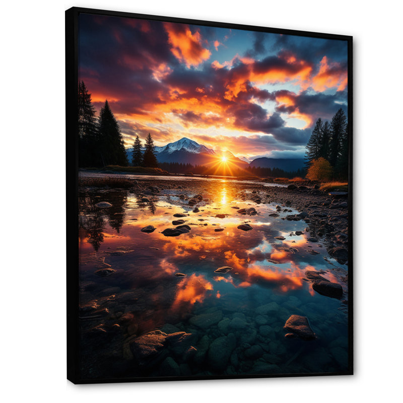 Impression sur toile Majestic Riverbanks III - Lakes & Rivers, H 32 po x l 16 po, Cadre flottant noir