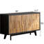 Buffet en bois naturel - Motif géométrique, buffet fonctionnel avec 4 portes et rangement polyvalent