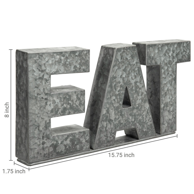 3 Piece EAT Galvanized Metal Wall Décor Set