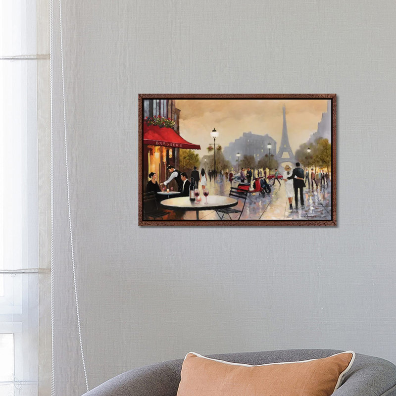 Paris Stroll by E.A. Orme - Painting on Canvas, Classic Brown Wood Framed, 66.04 cm H x 45.72 cm W