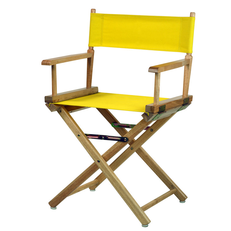 Chaise de réalisateur pliante 18 po, Naturel, Jaune