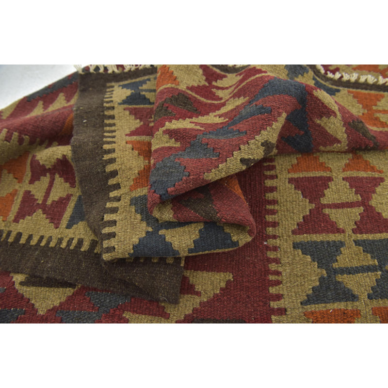 Tapis en laine rouge/beige 3 pi 4 pi x 4 pi 8 po one-of-kind-noué la main Lorain