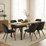 Ensemble de salle à manger moderne Negin 7 pièces 63 po avec table à bords naturels aspect bois et chaises rembourrées