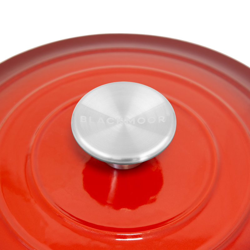Blackmoor 2.5L Non-Stick Cast Iron Round Dutch Oven, 28, Red