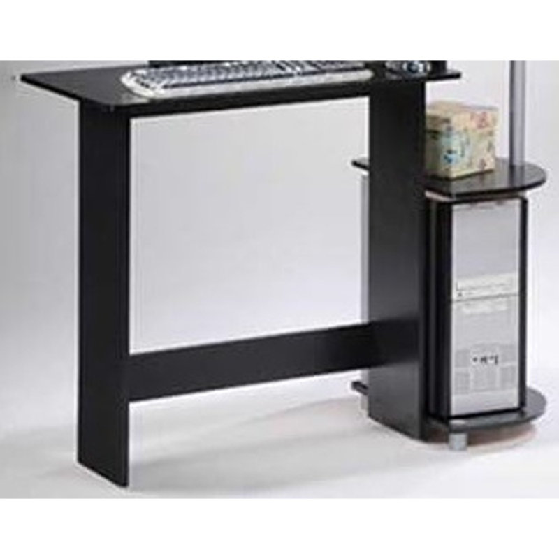 Compact Computer Desk With Shelves, Round Side