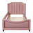Twin Size Upholstered Daybed with Classic Stripe Shaped Headboard, Combining Artistic Design and Sturdy Construction for Modern Bedrooms.-121229027