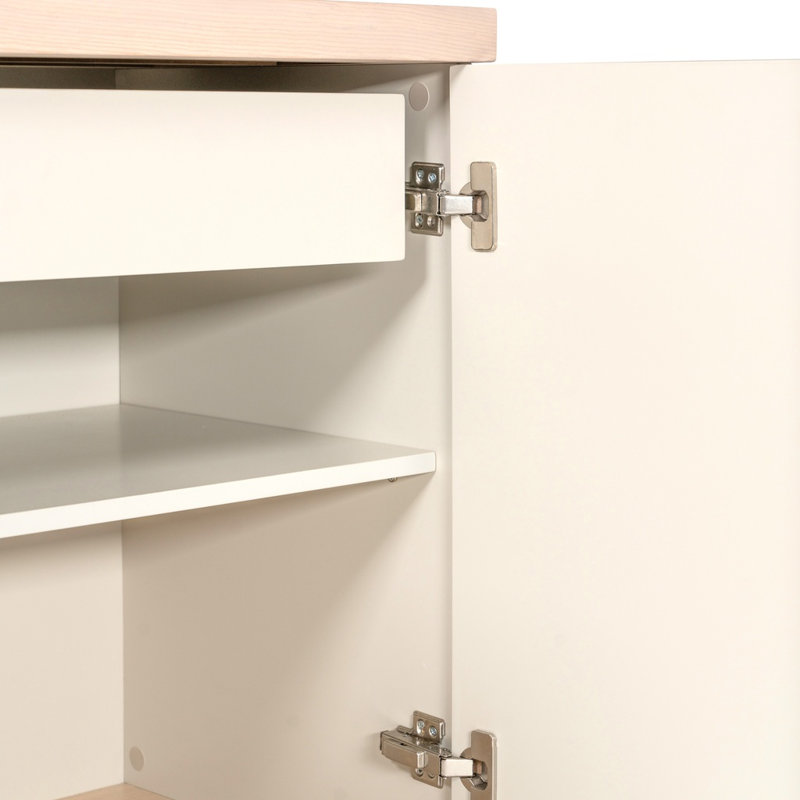 Modern Brazilian 71'' W Solid Wood Sideboard, Nogal/Off White