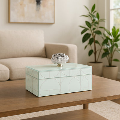 Bold Decorative Box with Lid - Jewellery Organizer with Geode Handle and Glam Finish for Dresser, Shelf, or Entryway - Decorative Storage Box and Home Decor Accent for Everyday Use - 8"