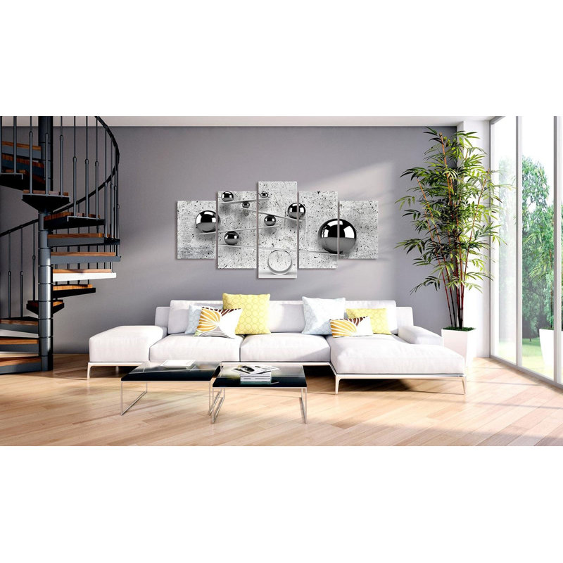" Balls And Concrete " 5 - Pieces, 40" H  x 80" W x 0.7" D