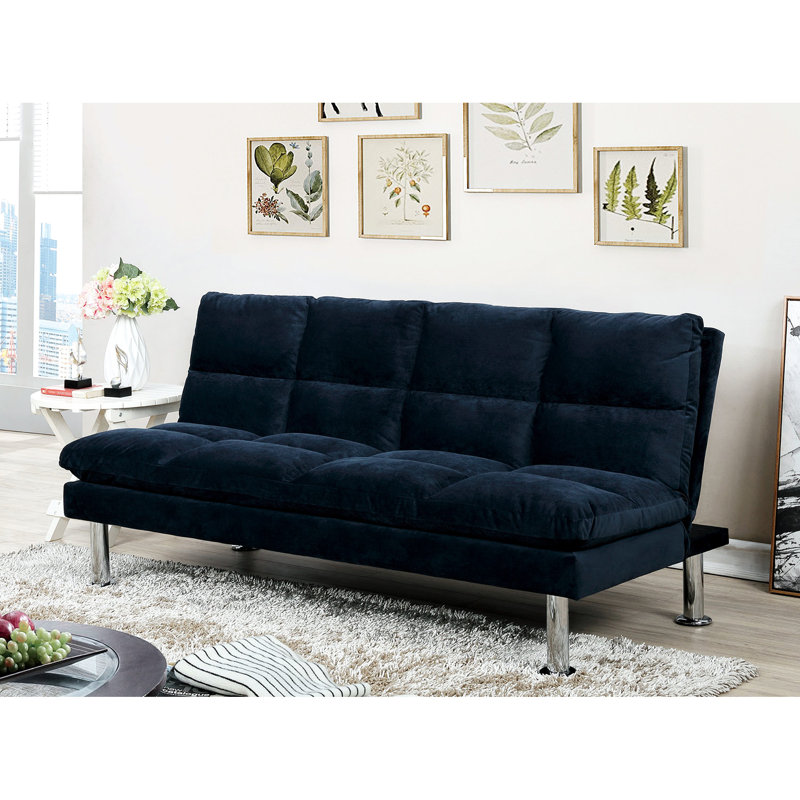 Futon convertible en lit 2 places en microfibre Contemporary Navy