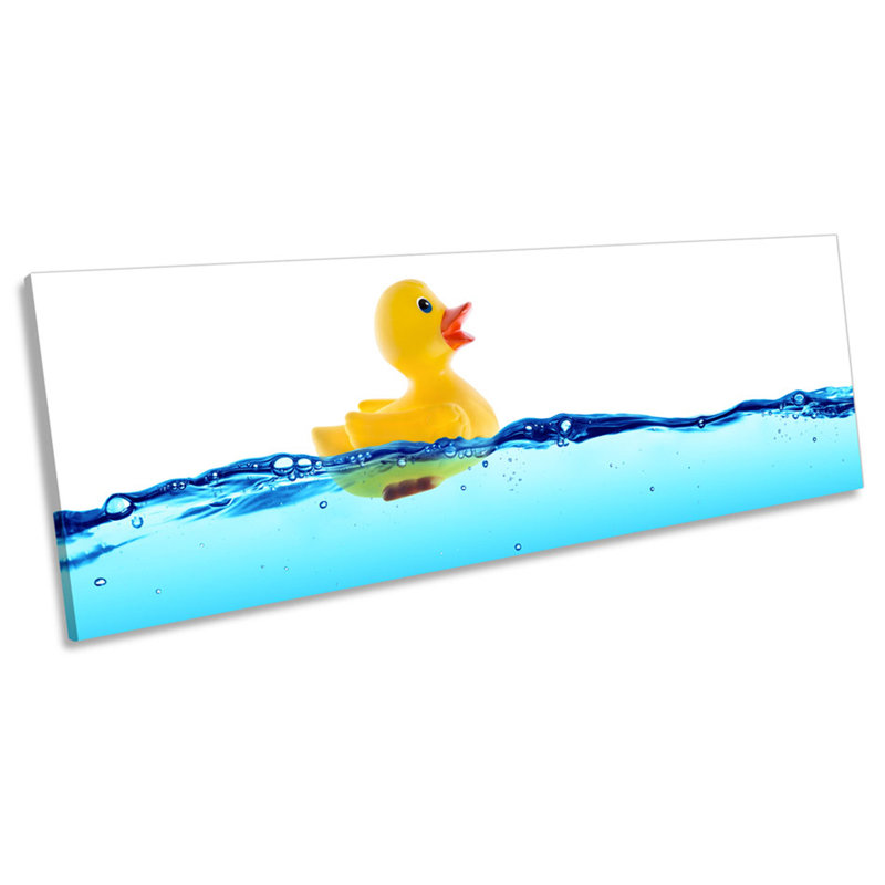 Rubber Duck Water Bathroom - Wrapped Canvas Panoramic Print, 40.64cm H x 121.92cm W x 2cm D