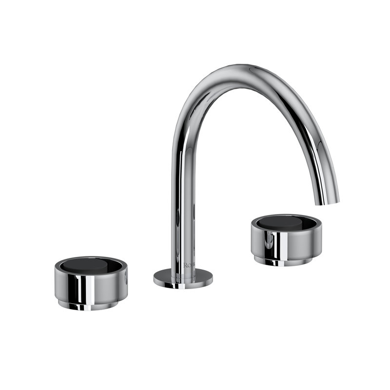 Modern Black and Chrome Brass Widespread Bathroom Faucet