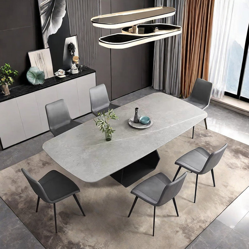 Ensemble de chaises de salle à manger Modern Luxurious Rock Plate, H 29,5 po x L 55,1 po x l 31,4 po