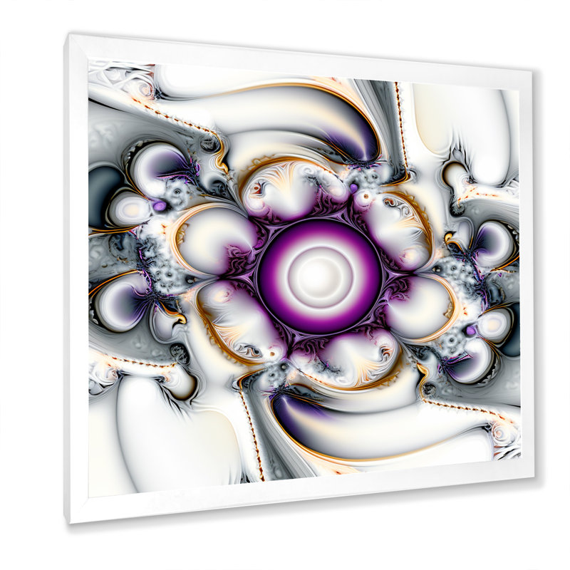 «Fractal Journey» en mauve et blanc sur toile, H 36 po x l 36 po x P 1,5 po, Cadre simple blanc