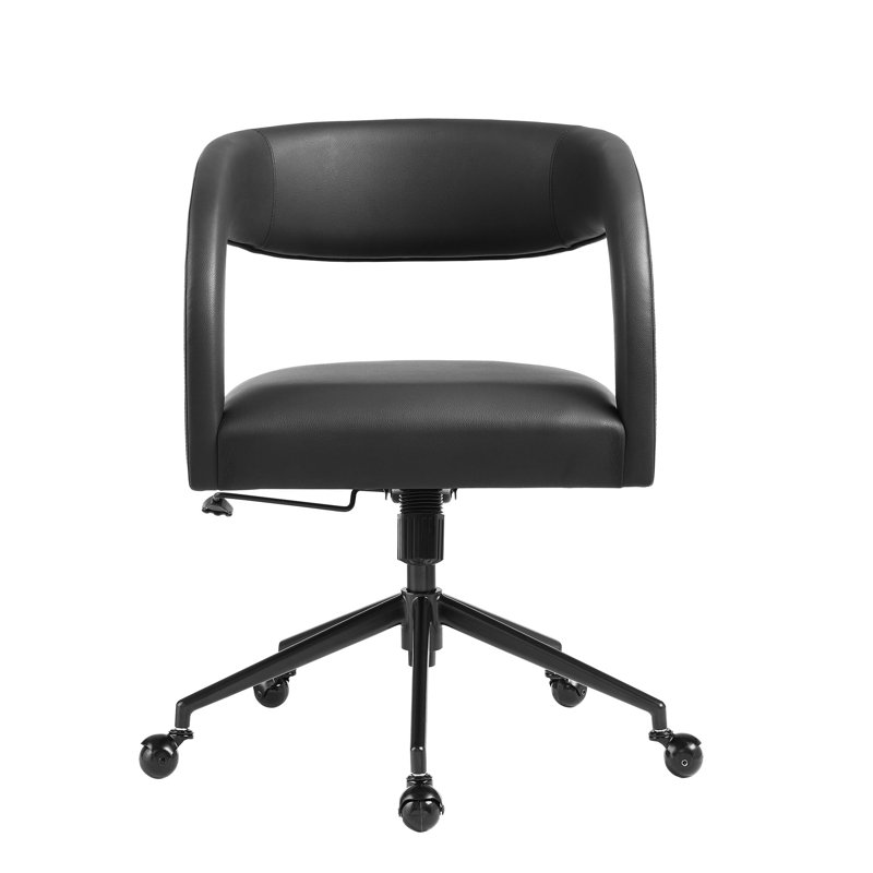 Chaise de bureau en cuir Pinnacle, Noir, noir, noir, noir