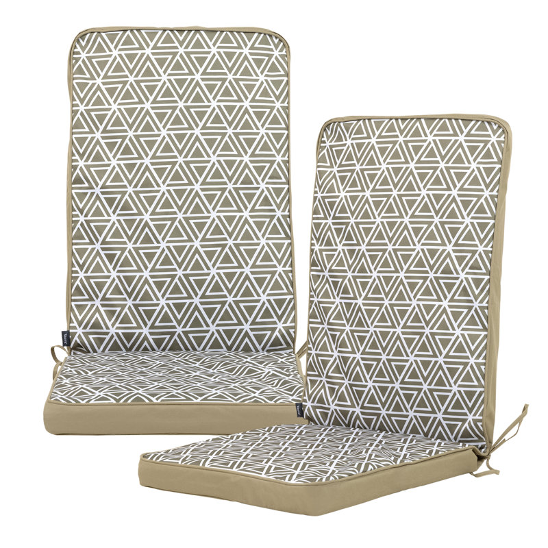 Geometric Print Outdoor High Back Seat Pad, Olive