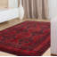 Tapis rouge en laine noué à la main de conception unique 4 pi 11 po x 6 pi 4 po Morfa