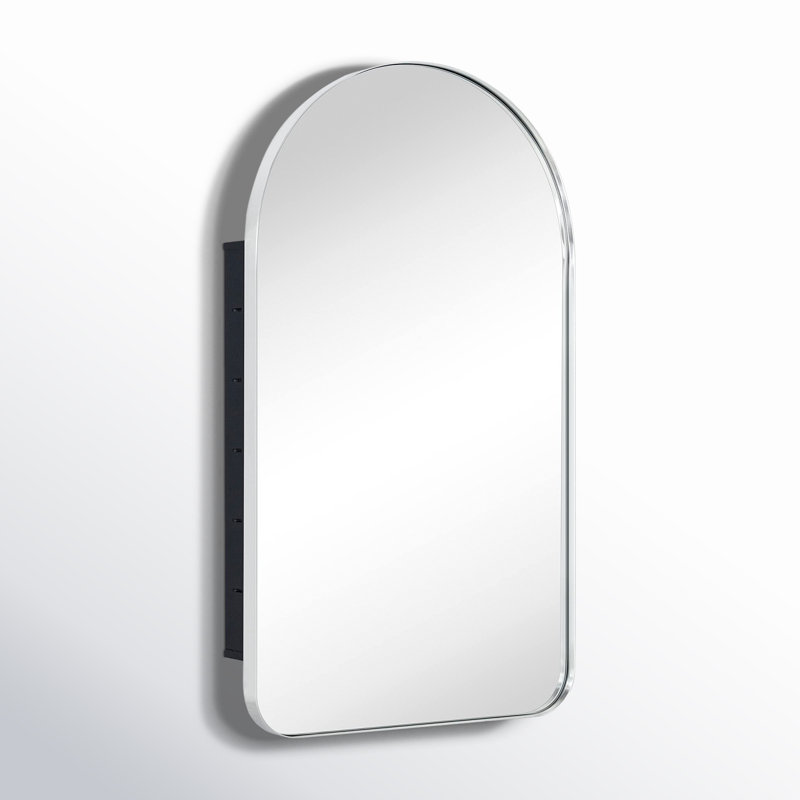 W H Recessed Framed Medicine Cabinet with Mirror and 2 Adjustable Shelves, Chrome, 28.3" H x 16" W x 4.96" D