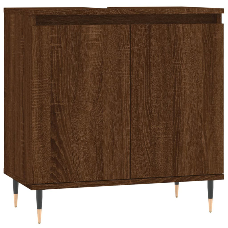 Makyrah Floor Mounted Bathroom Cabinet, Brown Oak