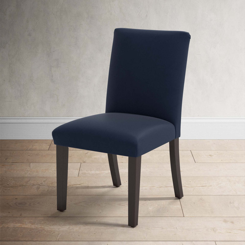 Chaise d'appoint rembourrée Benson, Velours performance encre classique, Bois noir