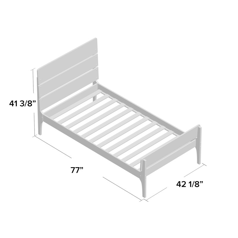 Rabia Solid Wood Slat Bed, White/Espresso Brown
