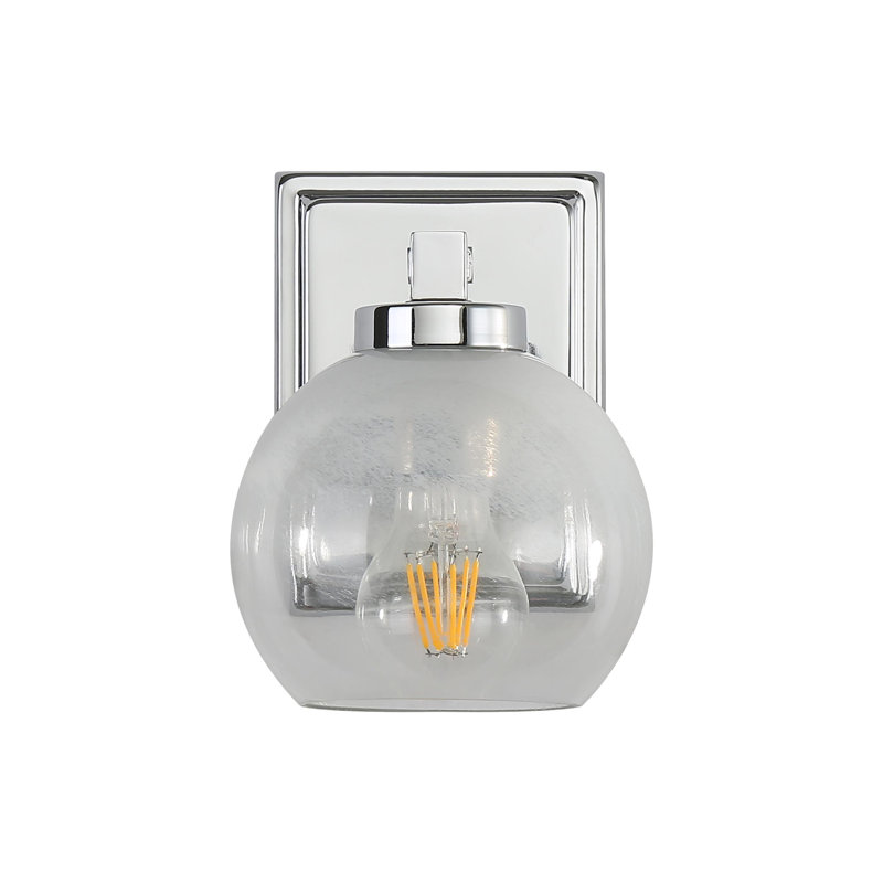 Nella 1 Light Bath Vanity in with Alabaster Shade, Chrome