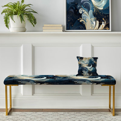 Abstract Upholstered Gold Bench